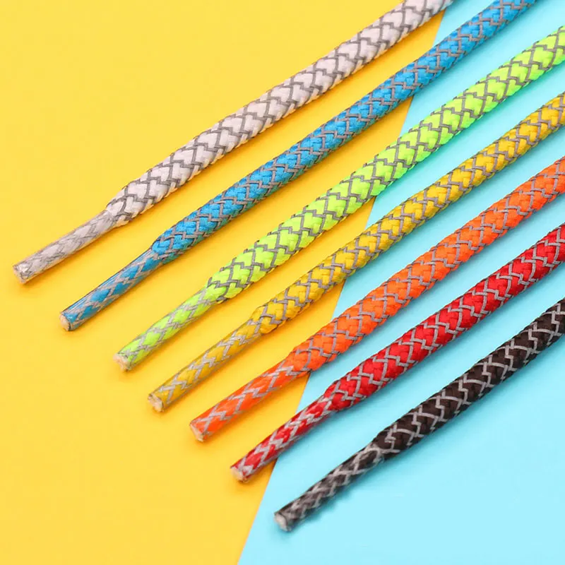 100/120cm Long Round Reflective Shoe Laces Athletic Safety Sneakers Shoelaces Night Walk Running Shoelace For Women Men Cordones