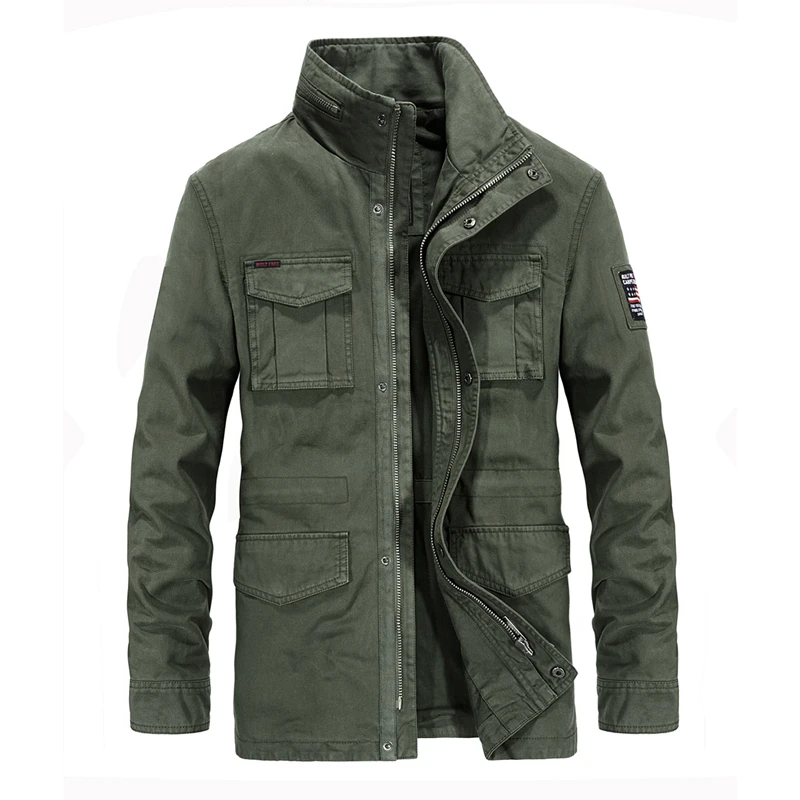 Safari style stand collar military jackets for men high quality cotton pockets zipper epaulet embroidery men's jackets coat 4XL Safari style stand collar military jackets for men high quality cotton pockets zipper epaulet embroidery men's jackets coat 4XL
