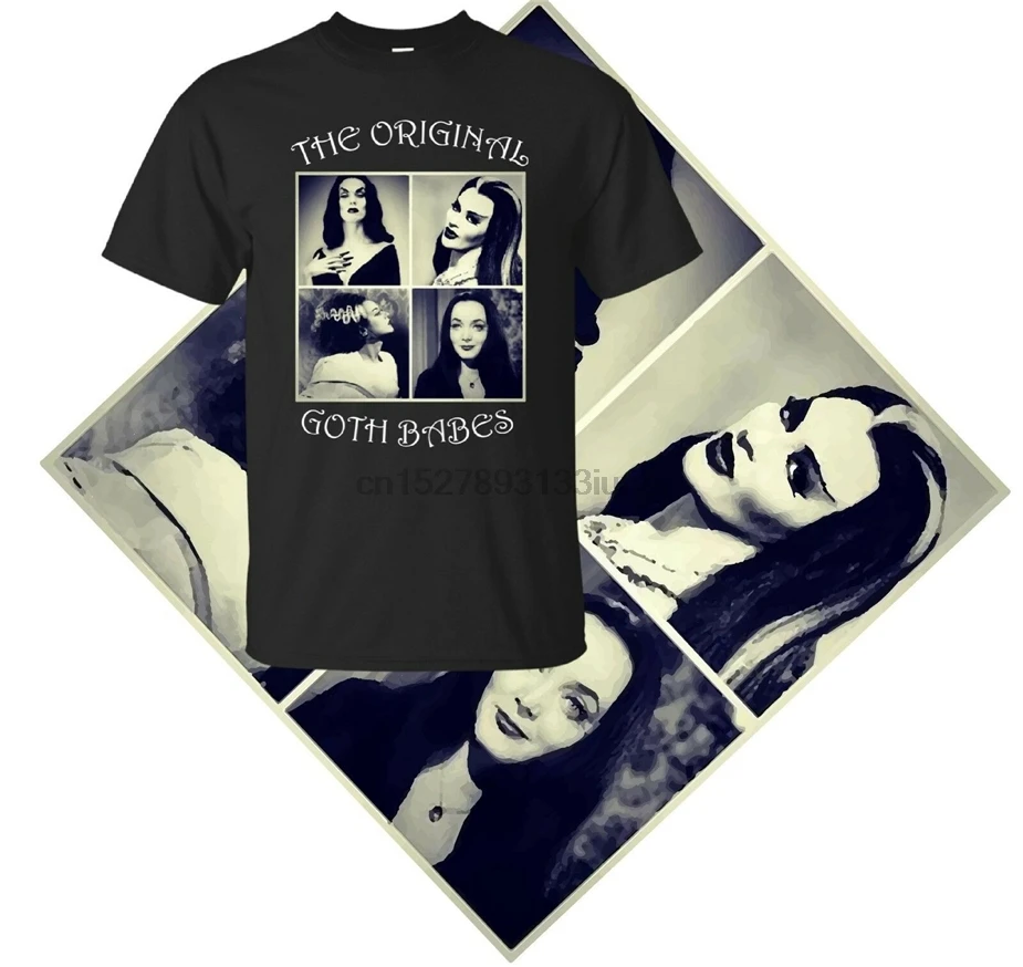 Vampira Morticia Adams Лилия Мунстер Невеста Франкенштейна Готическая футболка Черная
