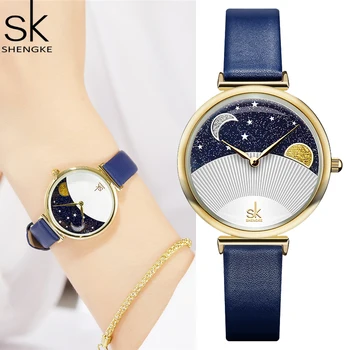

Shengke New Fashion Creative Women Watches Luxury Quartz Ladies Wrist Watch Waterproof Leather Clock for Women Gift Montre Femme