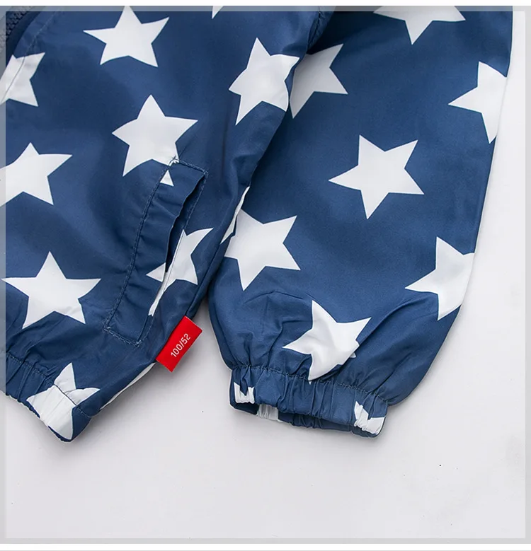 Детская куртка на весну и осень, детский плащ-дождевик с капюшоном и принтом звезды, универсальные топы для мальчиков