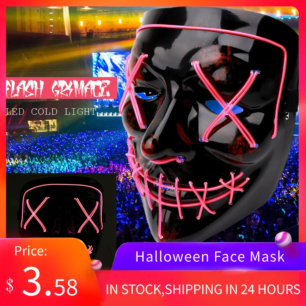 

Halloween Decoration Face Mask LED Glow Scary Party Masque Masquerade Fluorescent Mask Halloween Party Decoration