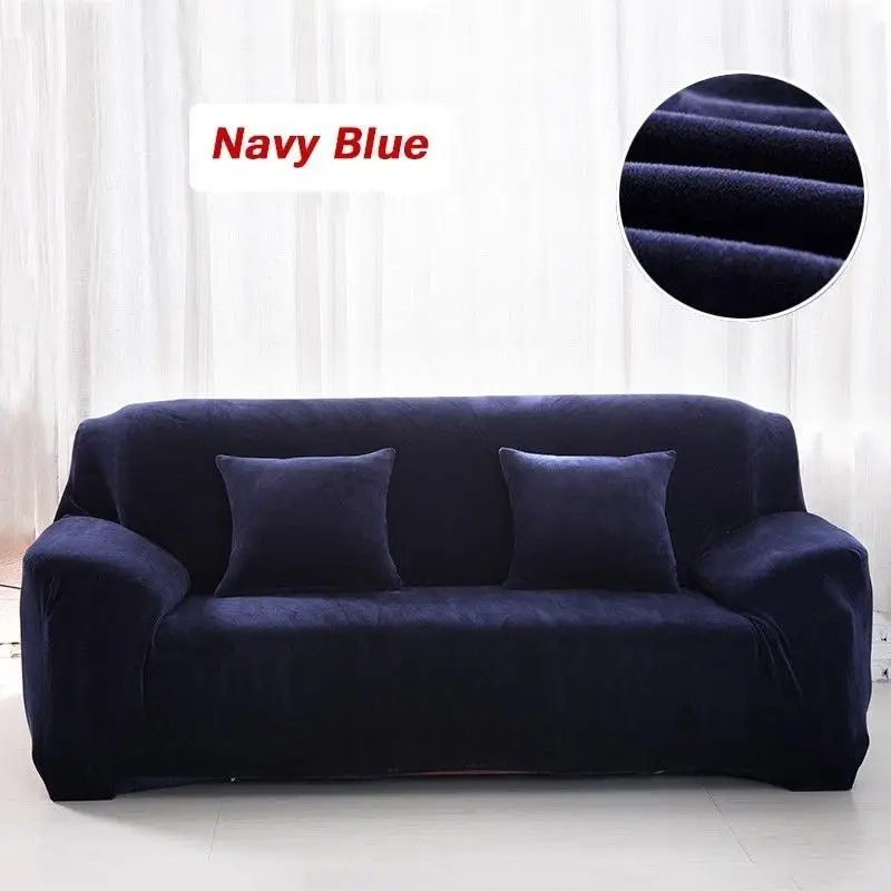 1-4 Seaters Thick Plush Recliner Sofa Covers Love Seat Retro Recliner Stretch Sofa Cover Set Soft Elastic Couch Slipcovers All-i - Цвет: Navy Blue