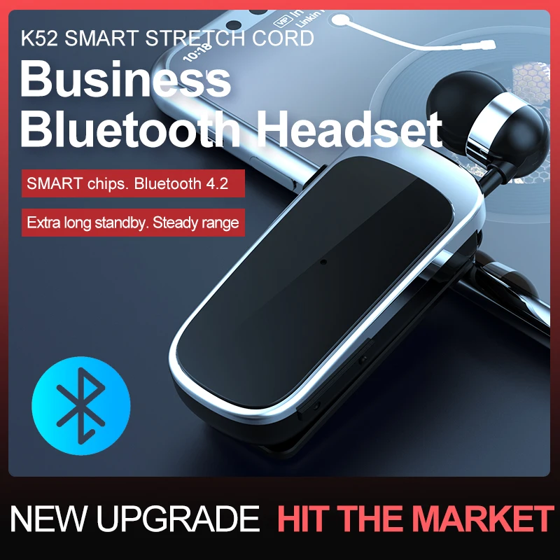 

Беспроводные наушники K52, Bluetooth наушники-вкладыши с защитой от пота, деловая стереогарнитура громкой связи с микрофоном, выдвижная Водонепроницаемая гарнитура