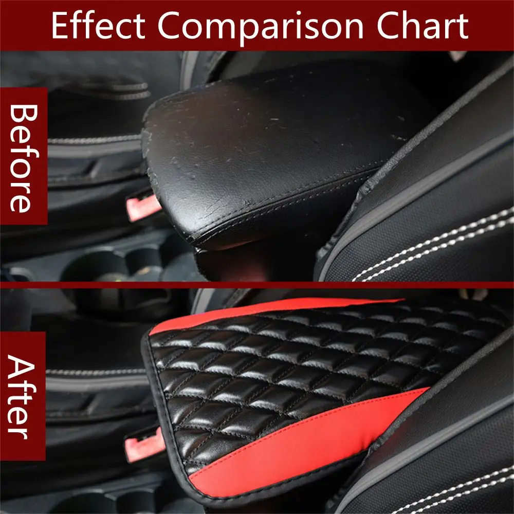 Zlirfy Carbon Fiber Leather Armrest Cover for Car,Auto Center