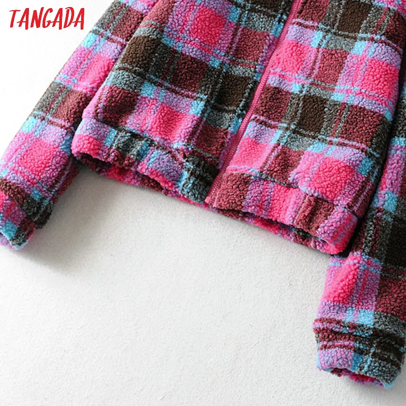 Tangada, элегантное женское пальто в розовую клетку, уличная одежда, осенне-зимнее короткое пальто, женская верхняя одежда JA03
