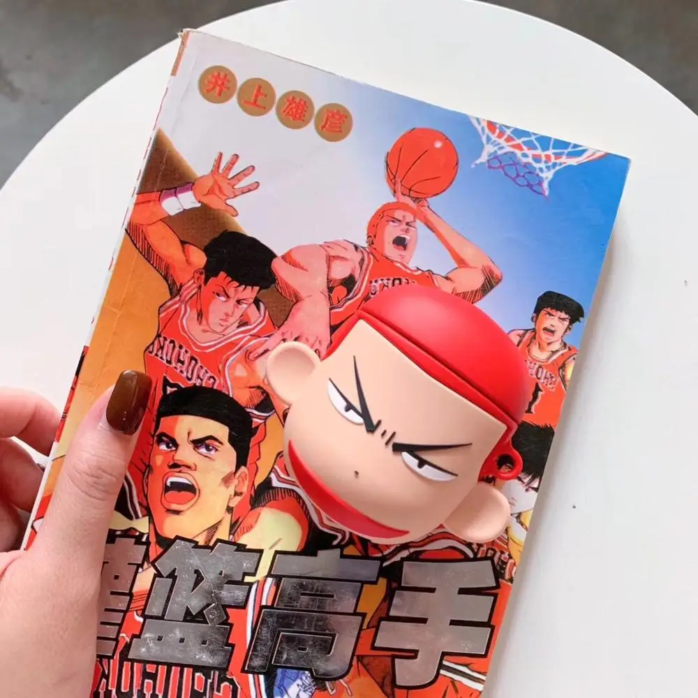 

3D Anime SLAM DUNK Keychain Sakuragi Silicone case For Apple Airpods 1/2 Earphone Protective Cover Wireless Bluetooth Keyring