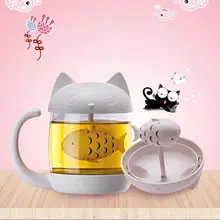 250 мл милые кошки Крупы волокон Стекло Питьевая чашка Чай кружка с крышка фильтра посуда для напитков