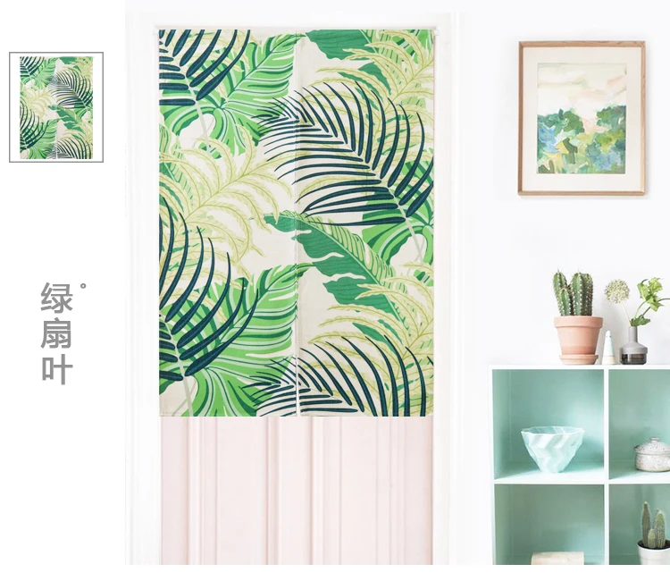 

Japan style linen cotton plant leaf door curtain decoration hanging bedroom living room kitchen home bar coffee house
