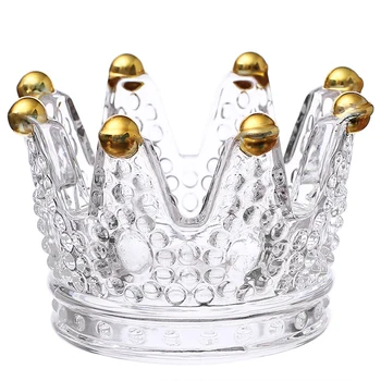 

Washable Ashtray Glass Storage Display Practical Crown Shape Desktop Puff Bathroom Cosmetic Transparent Makeup Sponge Holders