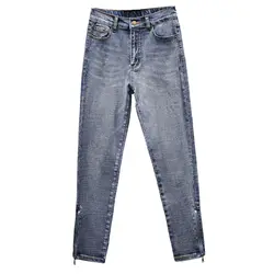 Женские джинсы, брюки на молнии, джинсы для ног, женские Стрейчевые джинсы, женские узкие джинсы, большие размеры, эластичные джинсовые