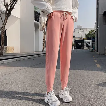 

Women Summer Harem Pants New Korean Loose Casual Pants Ankle Length Elastic Waist Drawstring With Pocket Pants