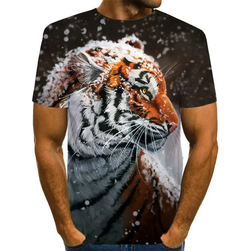 Мужская футболка с животным Snow Tiger сексуальная и забавная тонкая 3d принтом