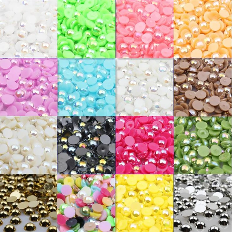 wholesale 1.5 2 3 4 5 6 8 10 12mm AB Colors Flatback Pearl Beads Multicolors ABS Resin Half Round Pearls For Nail Art phone | Дом и сад