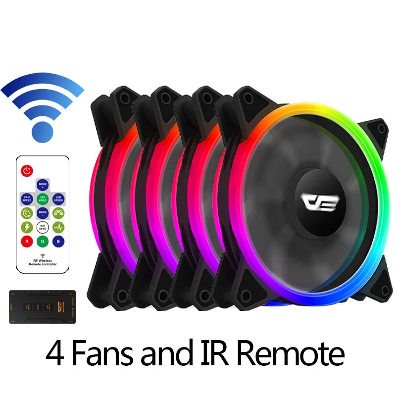 4fans in 1 Aigo кулер DR12Pro куллер радиатор ПК кулер RGB120 мм вентилятор регулировка скорости светодиодный для пк вентилятор тихий AURA синхронизация Cpu кулер для корпуса охлаждения Компьютерный Вентилятор для компьютера - Цвет лезвия: 4fans in 1