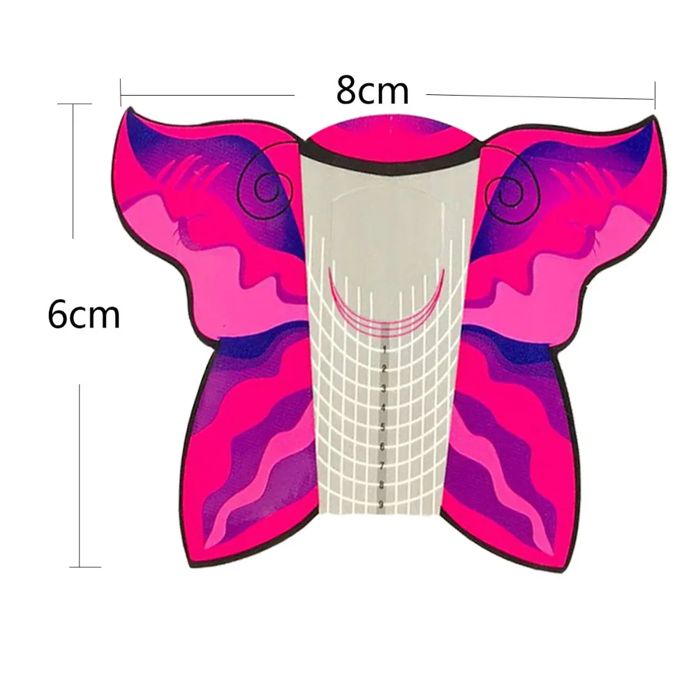 100 шт Бабочка Дизайн ногтей Французский акриловый УФ гель Советы Расширение строитель форма Руководство трафарет Маникюрный Инструмент