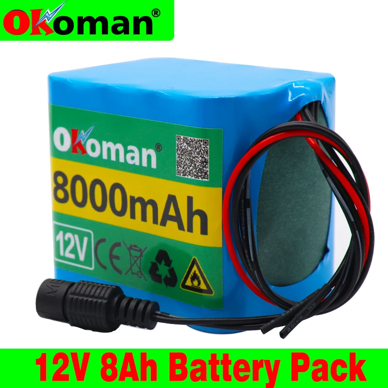Okoman защитный блок батарей 12V 8000mAh 18650 литий-ионный аккумулятор 8Ah DC12.6V супер