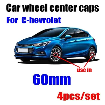 

4pcs 60mm Car Emblem Badge Wheel Hub Caps Centre Cover Black For Chevrolet Cruze Silverado Volt