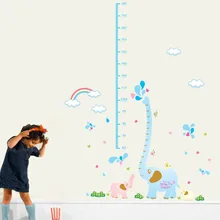 Стиль, перечисленные наклейки на стену, синий слон, вода, sputing, радуга, наклейки для измерения роста детской комнаты, мультфильм, наклейки на стену AM904