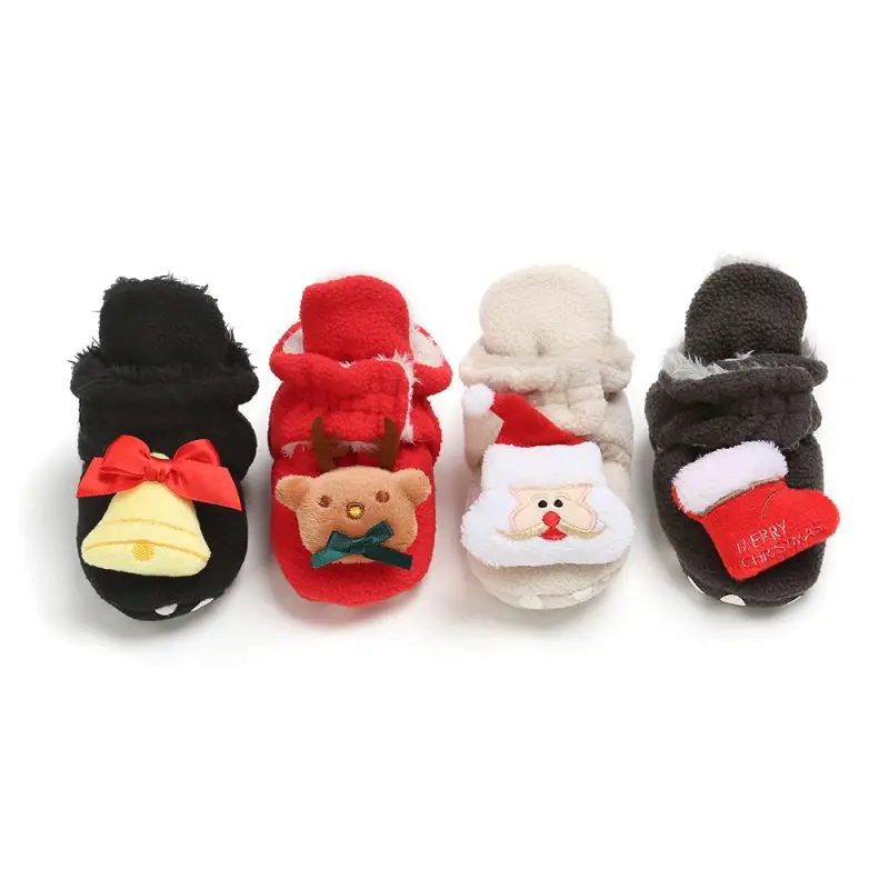 Осенне-зимняя обувь для маленьких мальчиков и девочек милые теплые Носки с рисунком Санта-Клауса в рождественском стиле с маленькими