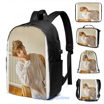 

Funny Graphic print Jungkook USB Charge Backpack men School bags Women bag Travel laptop bag