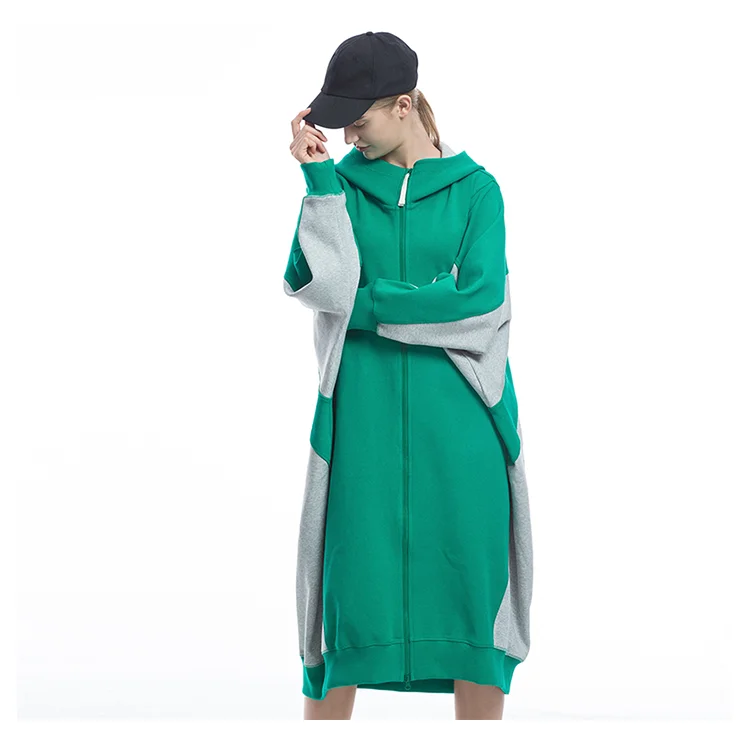 Women Spring Autumn New Casual Ultra Loose Long Hooded Knitted Cotton Sweatshirt Ladies Oversize Hoodies Coat