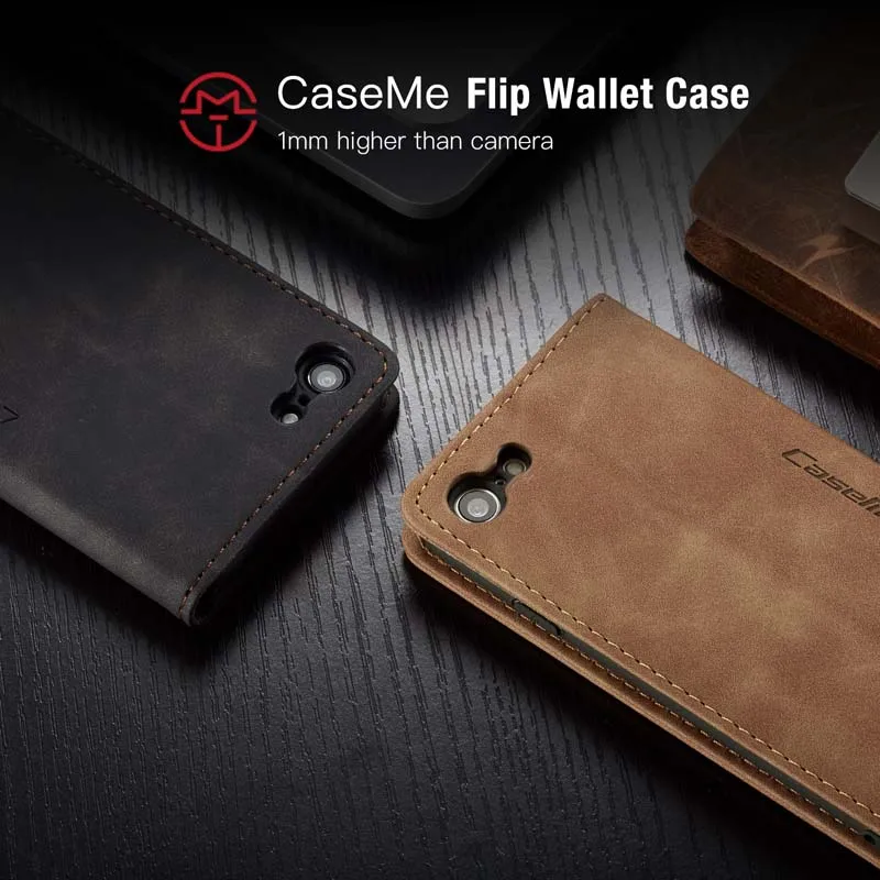 Kinh Doanh Retro Gấp Mờ Bao Da Flip Dành Cho Iphonese 11Pro Xsmax XR 5 6 6S 7 8Plus XS, ốp Điện Thoại Với Thẻ Bỏ Túi iphone leather case