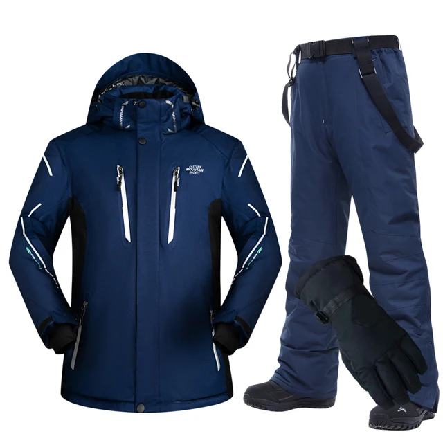 US $66.60 Ski Suit Men Winter 2019 Waterproof Windproof Thicken Warm Snow Clothes Men Ski Sets Jacket Skiing 