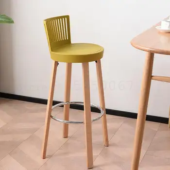 

The Nordic Chair Solid Wood Bar Stool Chair Stool Home Leisure Cafe Designer Bar
