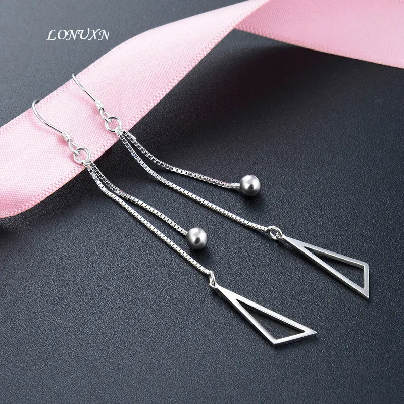 

high quality Korean fashion Wild long geometric 925 silver earring For women the best birthday present Party accessories jewelry