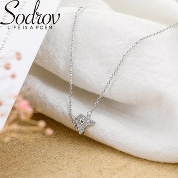 

Sodrov Necklace 925 Sterling Silver Pendant Link Chain Women Letter Fine Jewelry A L S M N