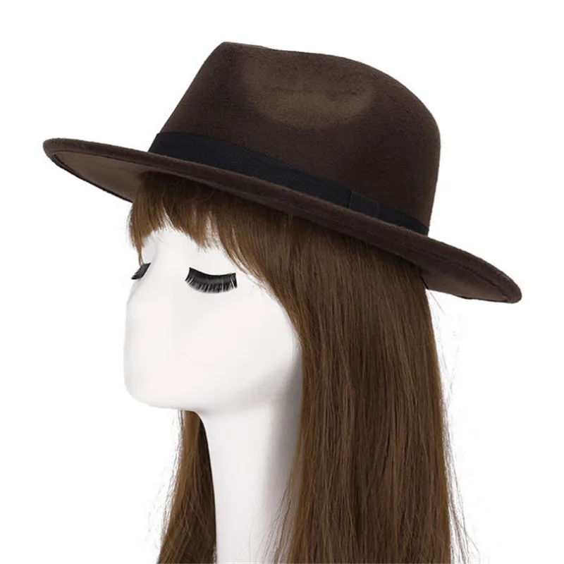 Retro Style Gentleman Elegant Lady Wool Wide Brim Panama Hats Men Women Autumn Jazz Church Hat Casual Summer Beach Sunhat