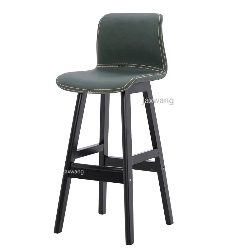 Деревянный домашний барный стул модный современный минималистичный креативный высокий табурет барная стойка официальный обеденный стол - Цвет: B7-PU leather