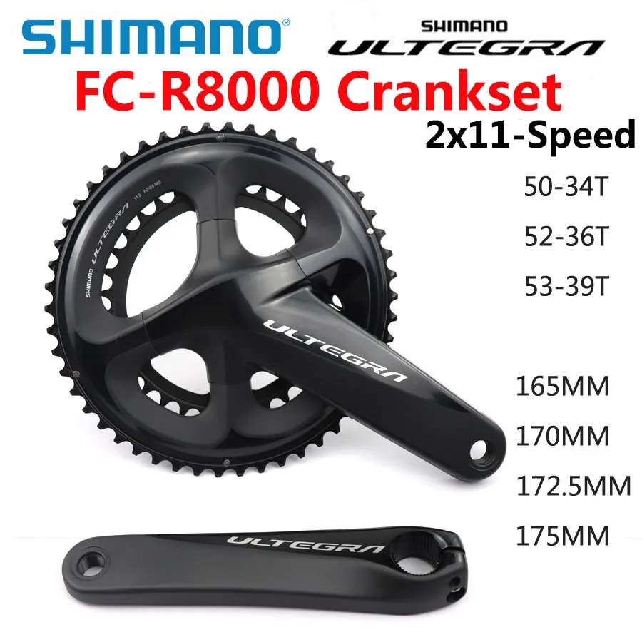 SHIMANO ULTEGRA FC R8000 FC-R8000 Crankset Optional BBR60 HOLLOWTECH II  2x11Speed 50-34T 52-36T 53-39T 170MM 172.5MM 175MM