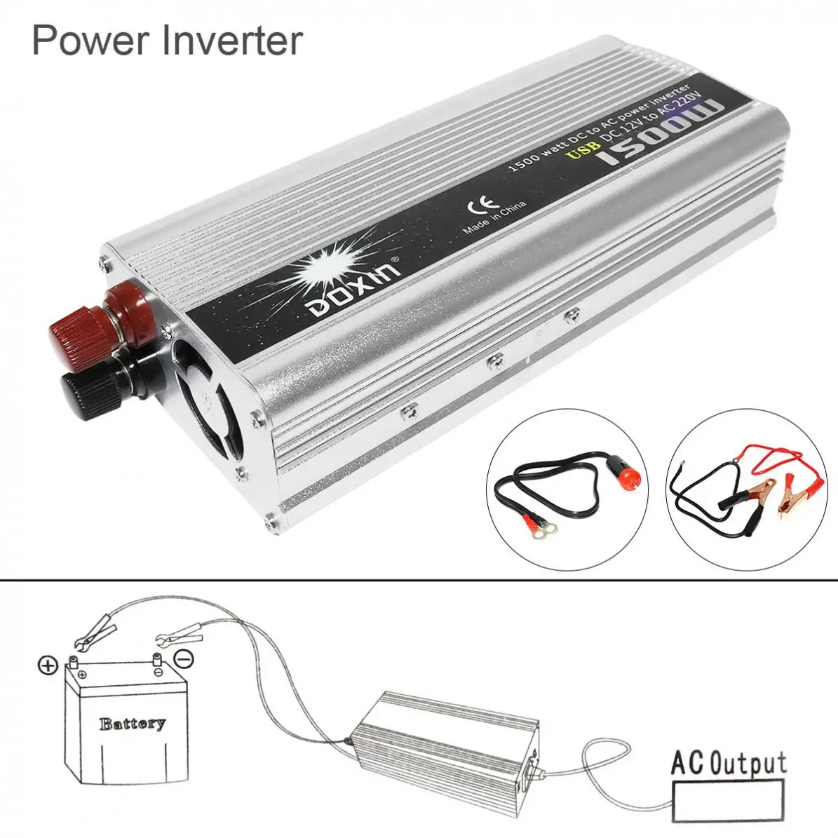

1500W DC 12V 24V to AC 220V 110V USB Portable Power Charger Converter Car Inverter for Electronic Products Sugar 3000W