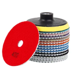 Almofadas de polimento de diamante doméstico 4 tamanhos 100mm para polimento molhado/seco, disco mármore de granito e pedra de concreto, ferramentas manuais