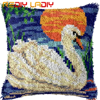 

Latch Hook Kits Make Your Own Cushion Moon Swan Pre-Printed Canvas Crochet Pillow Case Latch Hook Cushion Front Hobby & Crafts