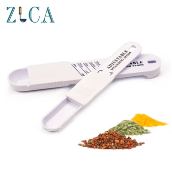 

ZLCA Adjustable Plastic Measuring Spoons Measure Cup Double End Eight Stalls Scale Metering Spoon Multi-functional Kitchen Tools
