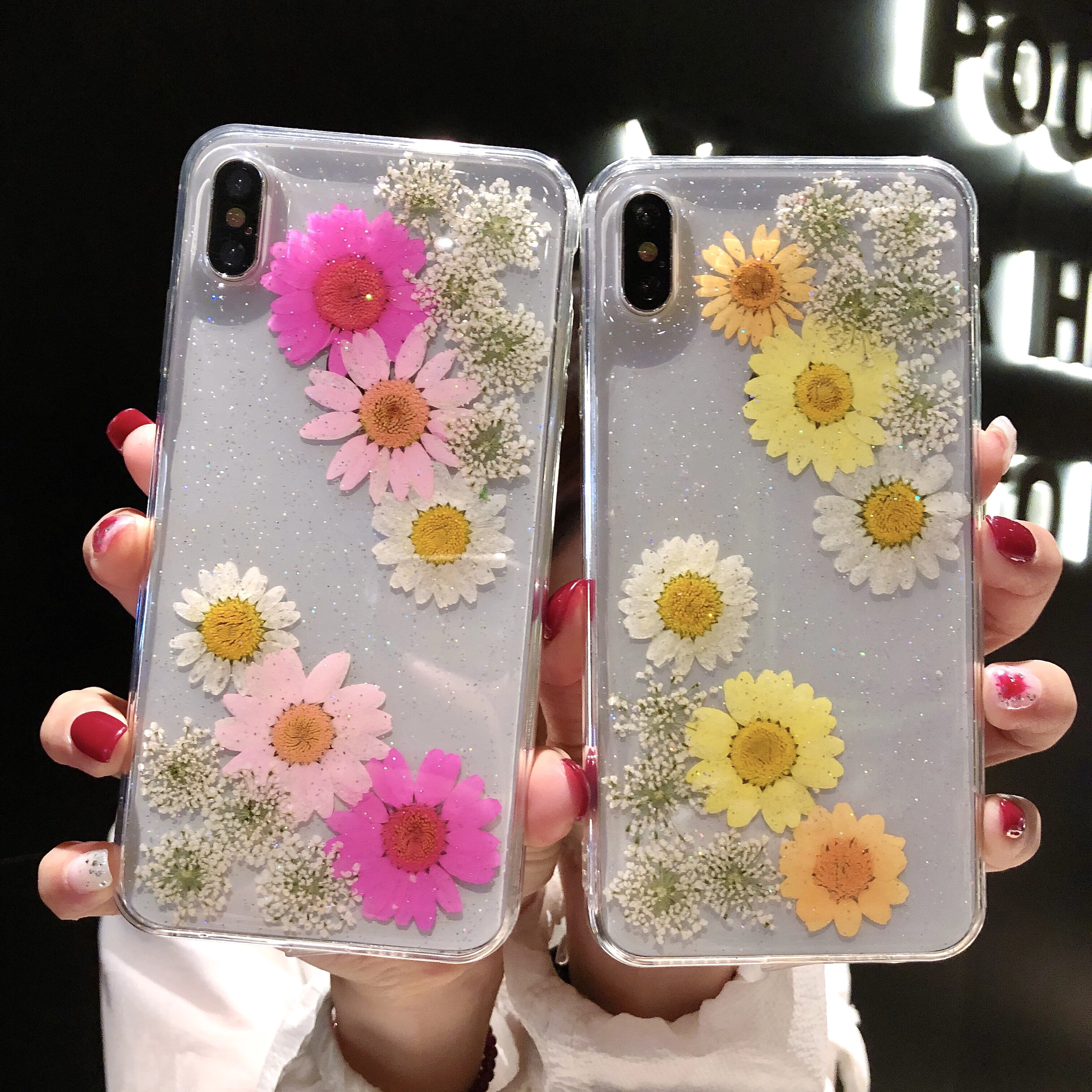 Real Dried Flowers Cute Transparent Soft Case For iPhone 11 X 6 6S 7 8 Plus 11 Pro Max Phone Cover For iphone XR XS Max Case
