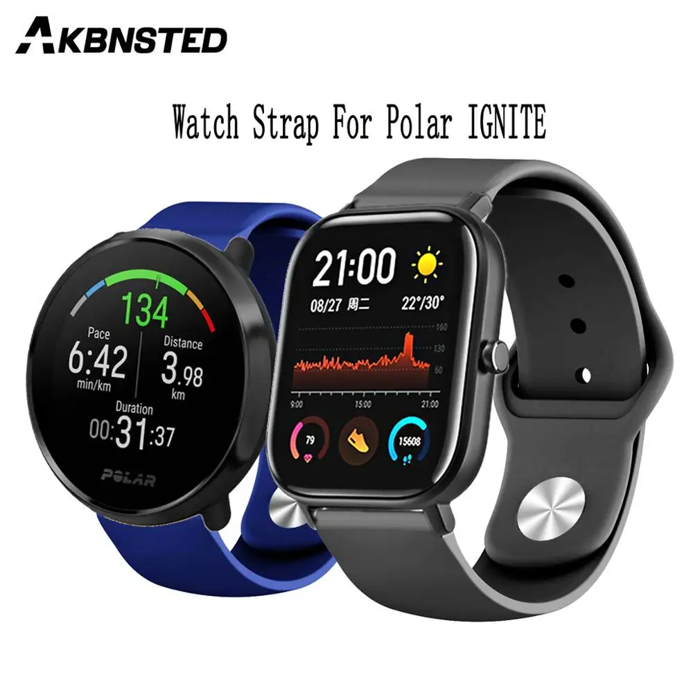 

AKBNSTED 20/22mm Soft Silicone Watch Band For Polar Ignite Smart Watch Wristband Replacement Part For Huami Amazfit GTS/BIP/GTR