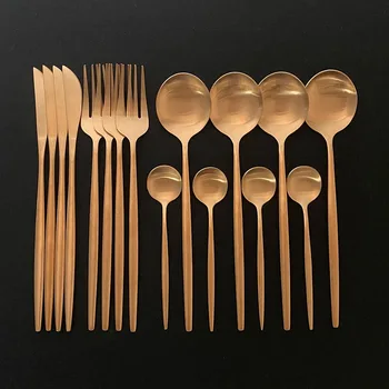 

Rose Gold 16PCS Cutlery Set 18/10 Stainless Steel Dinnerware Set Kitchen Flatware Tableware Fork Spoon Knife Set Dishwasher safe