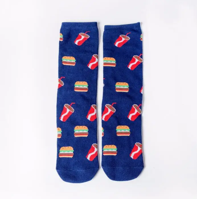 00039-2 Women Socks Funny Cute Cartoon Fruits Banana Avocado Lemon Egg Cookie Donuts Food Happy Japanese Harajuku skateboard Socks - Цвет: 00039-2