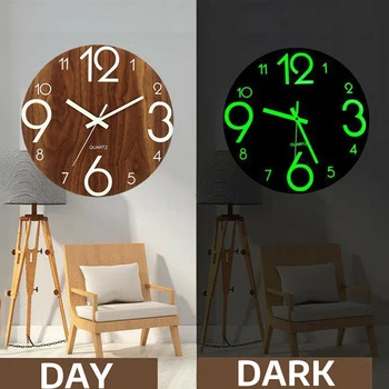 

Office Non Ticking Bedroom Night Lights Low Noise Home Decor Luminous Wall Clock Quartz Practical Living Room Arabic Number
