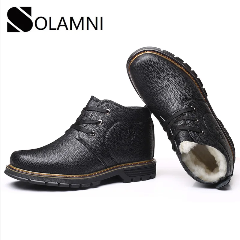 Мужские зимние ботинки деловые повседневные кожаные ботильоны с мехом и