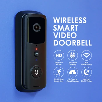 

V30 WiFi Doorbell Camera w/ 32G TF Card 1080P Video Door Bell Motion Detector Smart Wireless Doorbell with Camera Night Vision
