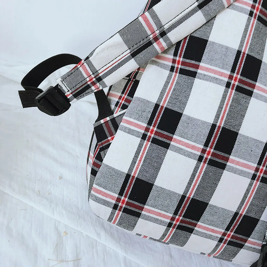 Холщовый Рюкзак в простом стиле женские рюкзаки через плечо школьная сумка для колледжа клетчатый рюкзак для девочки подростка дорожная сумка для улицы