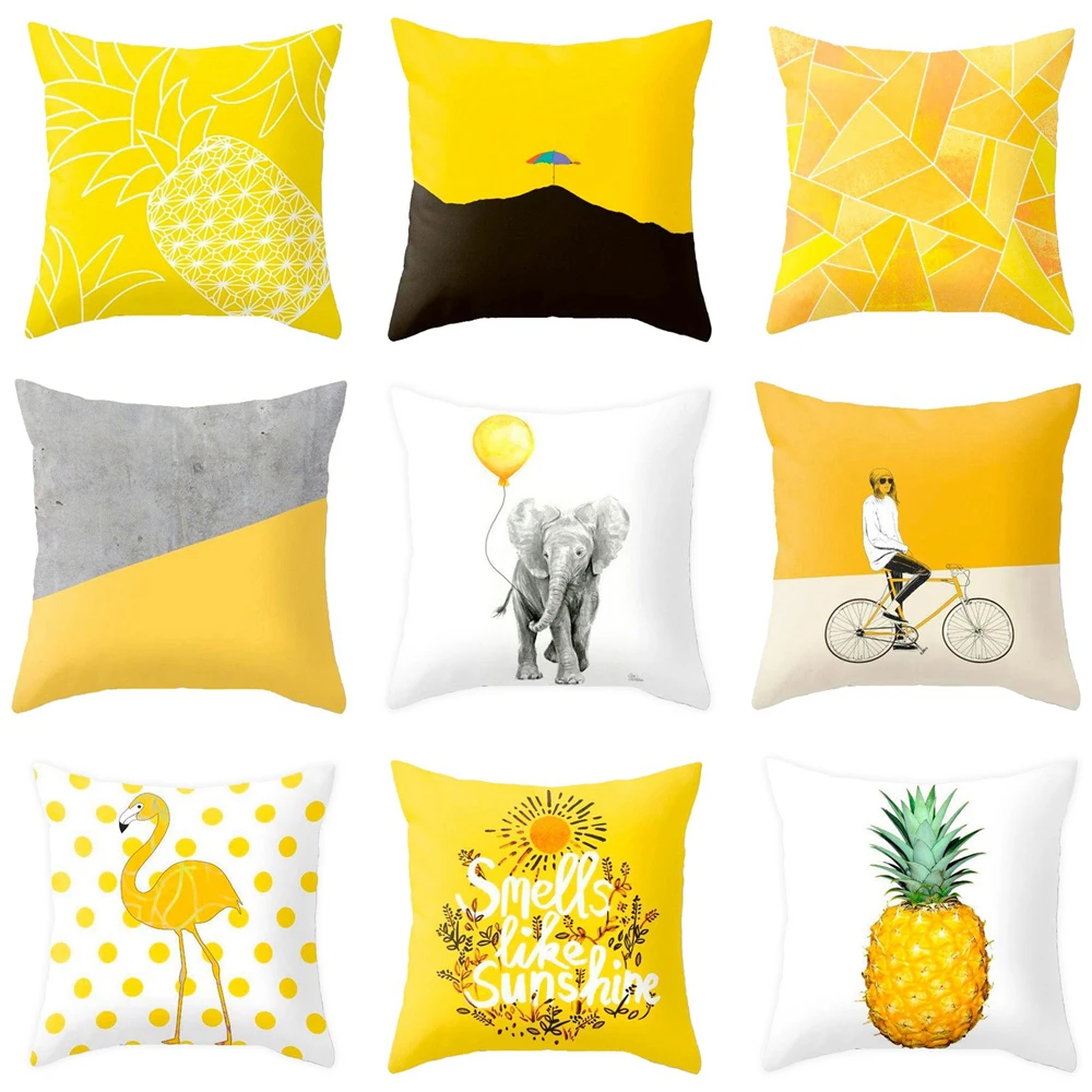 45x45cm Yellow Striped Pillowcase Geometric Throw Cushion Pillow Cover Printing Cushion Pillow Case Bedroom Office