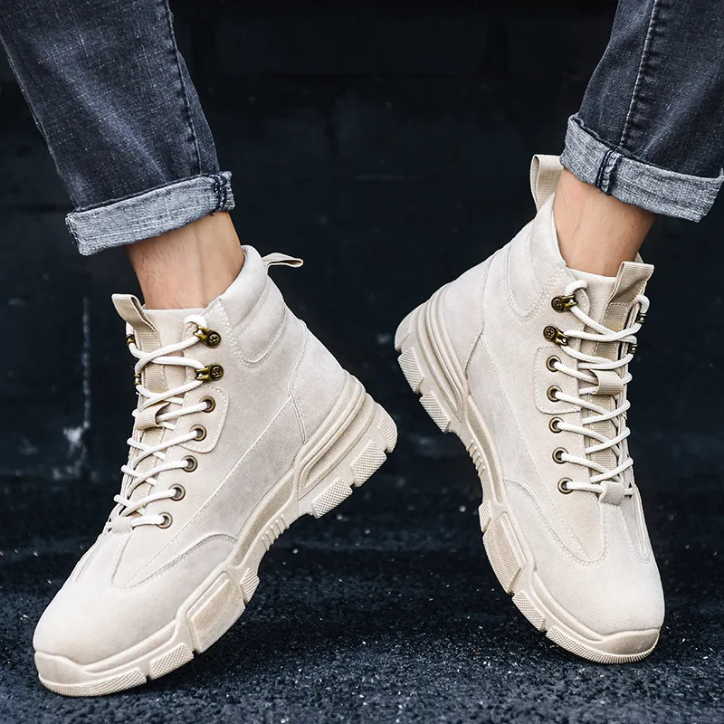 

PDMOSY Fashion Men Ankle Boots Winter Autumn Thicken Warm Comfortable Work Boots For Men Flat Anti Slip Outdoor Walking Shoes