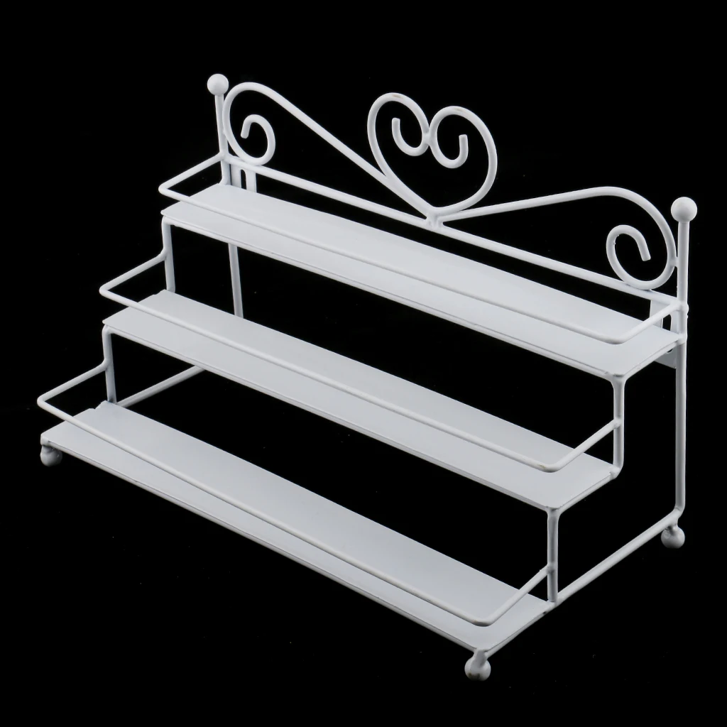 3 Tiers Metal Heart Design Cosmetic Nail Polish Display Rack Wall Mounted Tabletop Organizer Holds Up to 24 Bottles