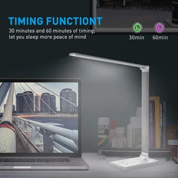 

Touch Dimmable USB Powered LED Desk Lamp Durable Practical Multi-functional Wireless Charging Table Reading Light